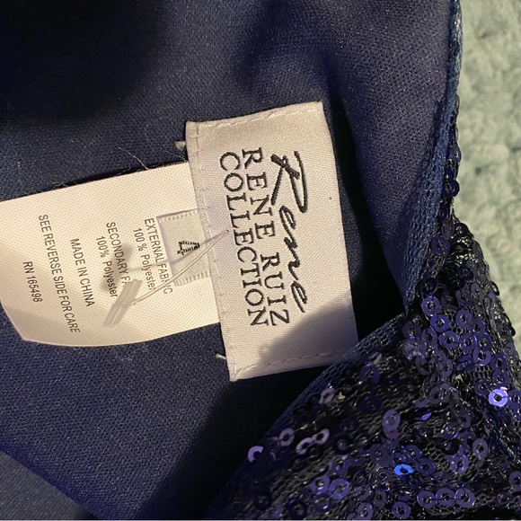 Rene Ruiz Navy Sequin evening gown - Picture 4 of 8